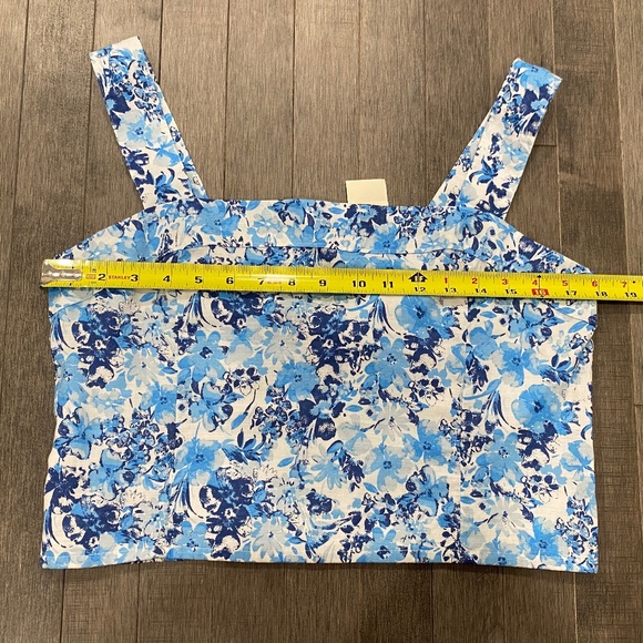 NWT Abercrombie & Fitch Blue Print Cotton Crop Top - Picture 3 of 5